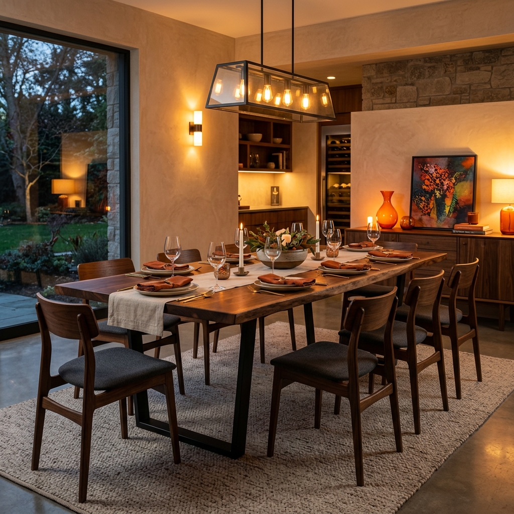 Handcrafted Walnut Wood Dining Set